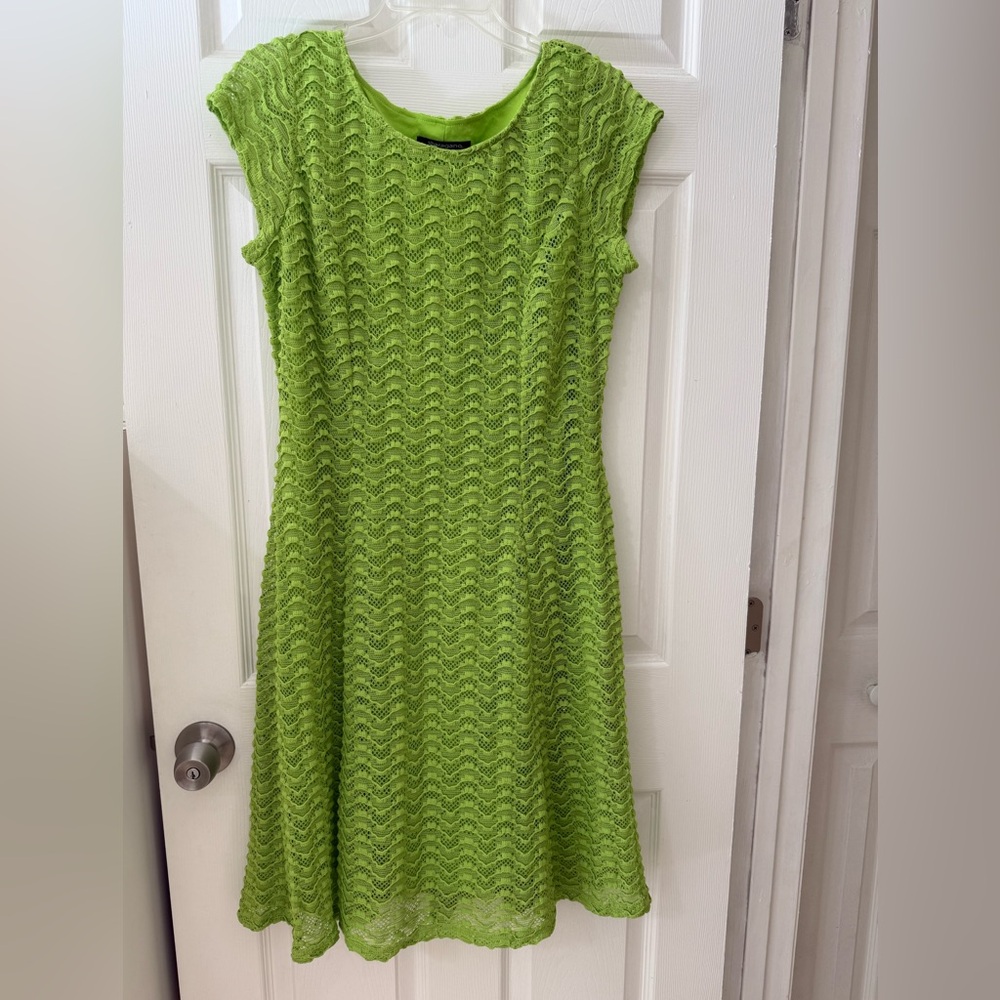 SHARAGANO  VINTAGE CROCHET LACE A LINE SPRING DRESS